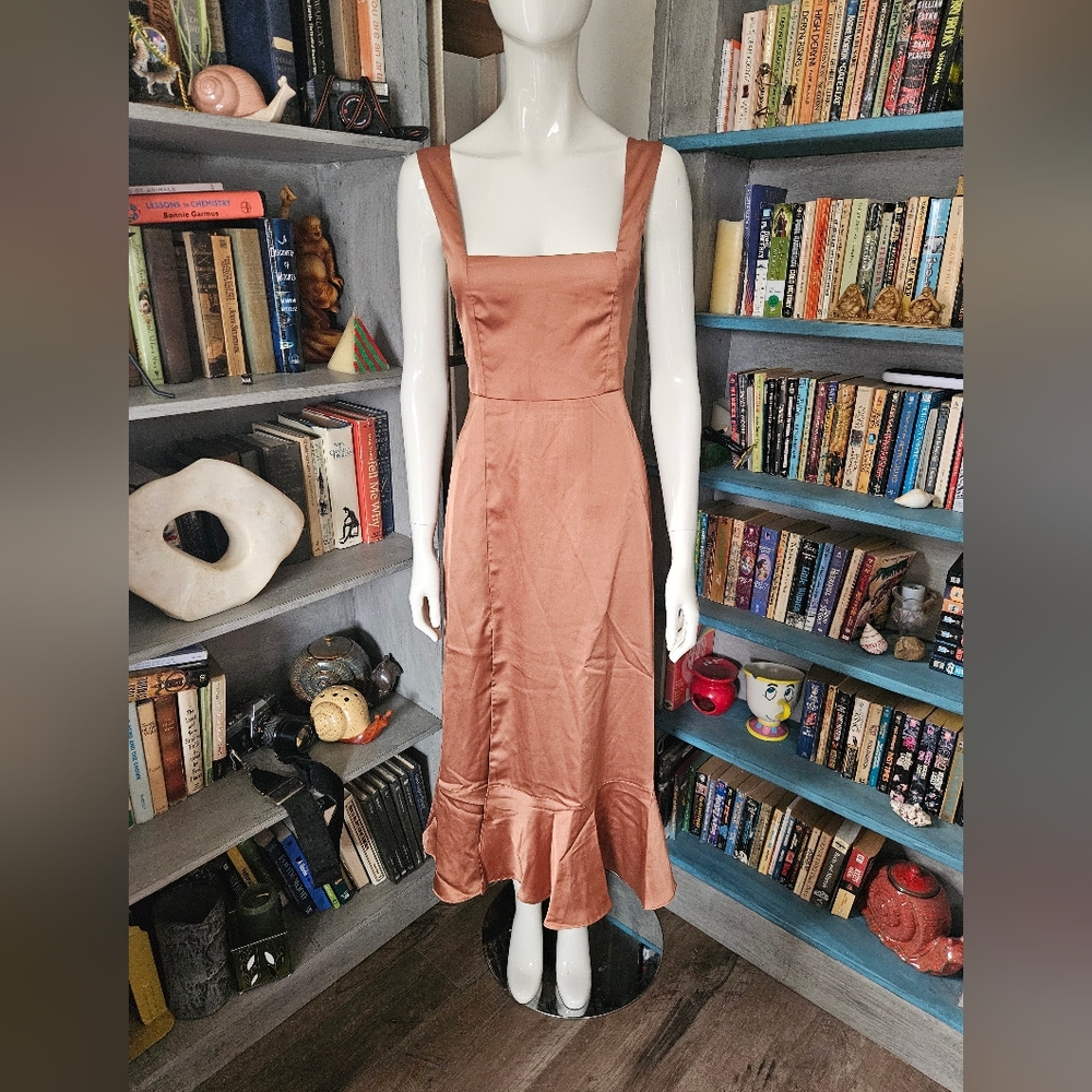 Show Me Your MuMu Claire Midi Dress Rose Gold Bridesmaid Small